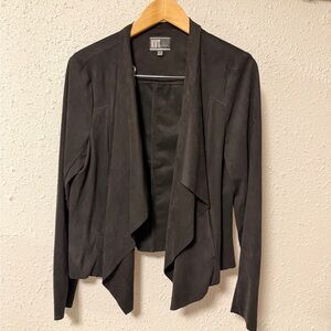 KUT from the Kloth black faux suede Tayanita waterfall moto jacket